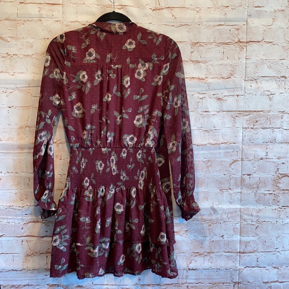 Moon River long sleeve mini dress XS floral - Picture 9 of 12